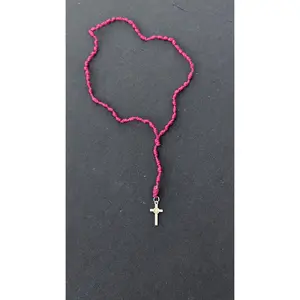 Raspberry Knotted Rosary, small