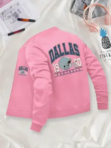 DALLAS FOOTBALL Coat, Women's Fitted Long Sleeve Printed Jacket, Fashionable Women's Jacket, Tops, Suitable for Casual and Formal Occasions, Durable and Multi-functional Design, Womenswear