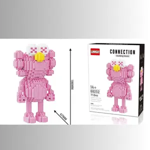 Miniblock Bear Pink K-AW Building Blocks Hypebeast Series Building Blocks, Small Particle Building Blocks Ornaments