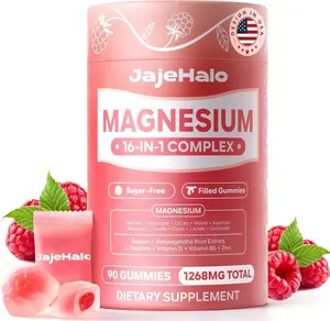 16-in-1 Magnesium Complex Gummies 400mg with Magnesium Glycinate L-Threonate Ashwagandha Root Extract Vitamin B6 and D3 for Calm and Stress Relief 90 Sugar-Free Individually Wrapped Gummies for Women and Men Daily Wellness and Relaxation Support