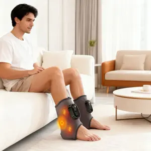Electric Three-In-One Ankle Calf Foot Vibration Heating Massager, 6-Level Heat Therapy, Wrist Ankle Support, Leg Hand Foot Relaxation, Usb Rechargeable Massagers