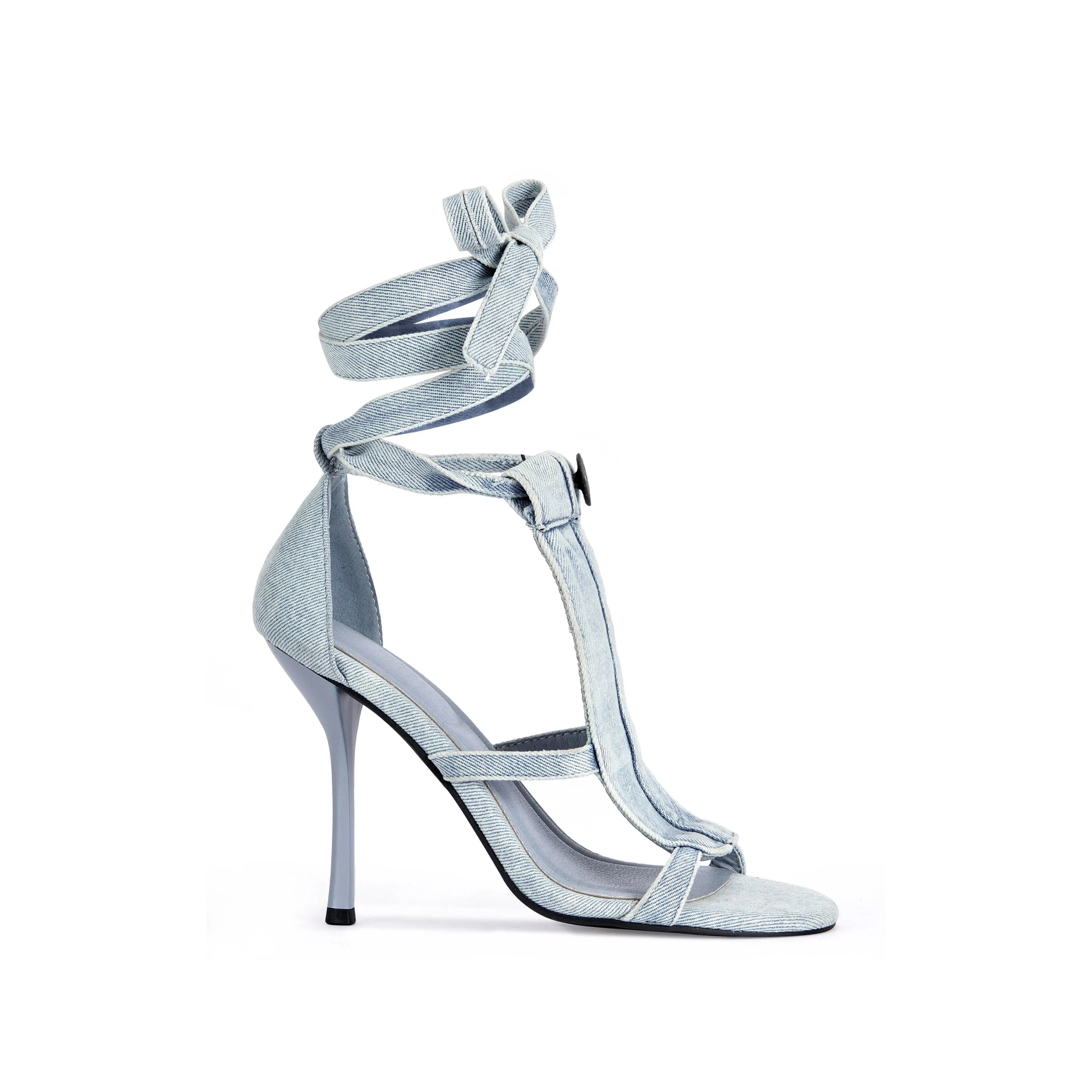 NORMAJEAN-DENIM WRAP-AROUND STILETTO SANDAL