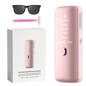 Ice point hair remover with cold care function, suitable for permanent use by men and women, 999,999 flash painless IPL hair remover, hair removal device for armpits, legs, arms and bikini line