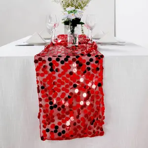 Sequin Table Runner 13"x108" Red - Big Payette Table Decor