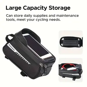 Waterproof Bike Storage Bag, Touch Screen Visor Phone Holder, Spacious Frame Bag for Mountain Biking, Cycling, Commuting