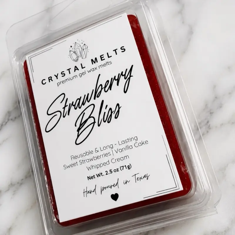 Crystal Melts Strawberry Bliss | Premium Clear Gel Wax Melts | Long-Lasting Strawberry Dessert Scent