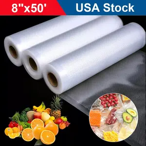 SJPACK 8"x50' Vacuum Sealer Bags 2/4/8 Rolls 20CMx15M Embossed Food Saver Storage Bag 4 Mil for Home & Commercial Use ——Organiser, Household