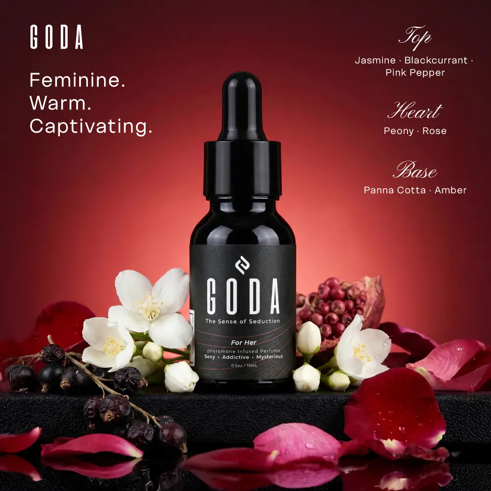 Goda For Her | 15ml Eau De Parfum | Jasmine Blackcurrant | Bud Panna Cotta | Peony Rose Pink Pepper Goda For Her | 15ml Eau De Parfum | Jasmine Blackcurrant | Bud Panna Cotta | Peony Rose Pink Pepper