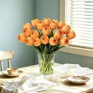 High-End Tulip Set of Fifteen, Realistic Artificial Flower Decor, Ideal for Home & Hotel, Perfect for Weddings, Celebrations, Daily Use