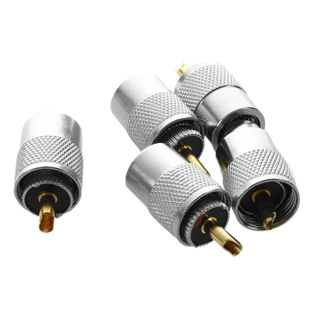 5 Pcs Metallic UHF PL259 Solder Plug Connector Set for RG8 Coaxial Repair, Five Pieces