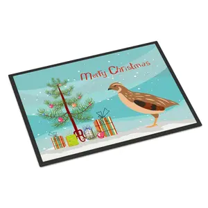 212 MAIN Golden Phoenix Quail Printed Christmas Scene Rug - 24x36 in. Large Size, Rubber Backed, Moderate Traffic, Festive Art Holiday Theme, Indoor/Outdoor Washable Rug