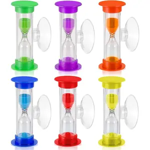6-Pack Rotatable 3-Minute Sand Timers with Suction Cups - Hourglass Design for ' Toothbrushing, , Classes, and Cooking