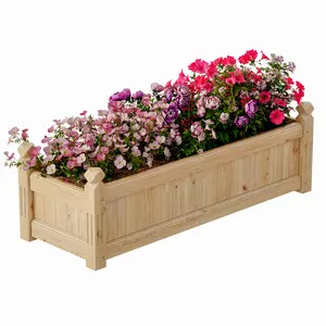 Wooden Raised Garden Bed 43" x 15" x 13" – Rectangular Planter Box for Vegetables, Fruits, Herbs, Flowers – Outdoor Elevated Planting Container for Backyard, Lawn, Patio, Garden