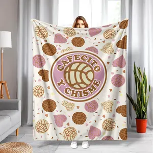 Concha Throw Blanket, Mexican Concha Gifts forWomen and Concha Lovers,Tortilla Blanket,Cafecito Chisme Cute Concha Throw Blanket