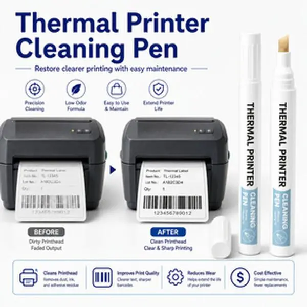 3pcs Thermal Printer Head Cleaning Pen Express Electronic Waybill Thermal TransferBarcode Print Head Cleaning Pen Special Maintenance Ideal Office