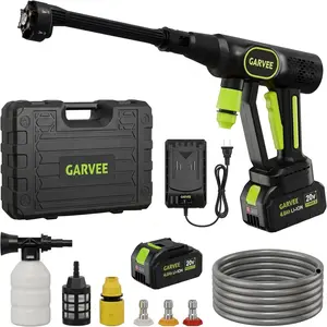 Garvee Portable Cordless Pressure Washer, 20 v Battery Powered Washer with 5-in-1 Multifunctional Nozzle & 4.0Ah Battery, Handheld Car Wash Sprayer for Garden, Home, Patio Floor Fence