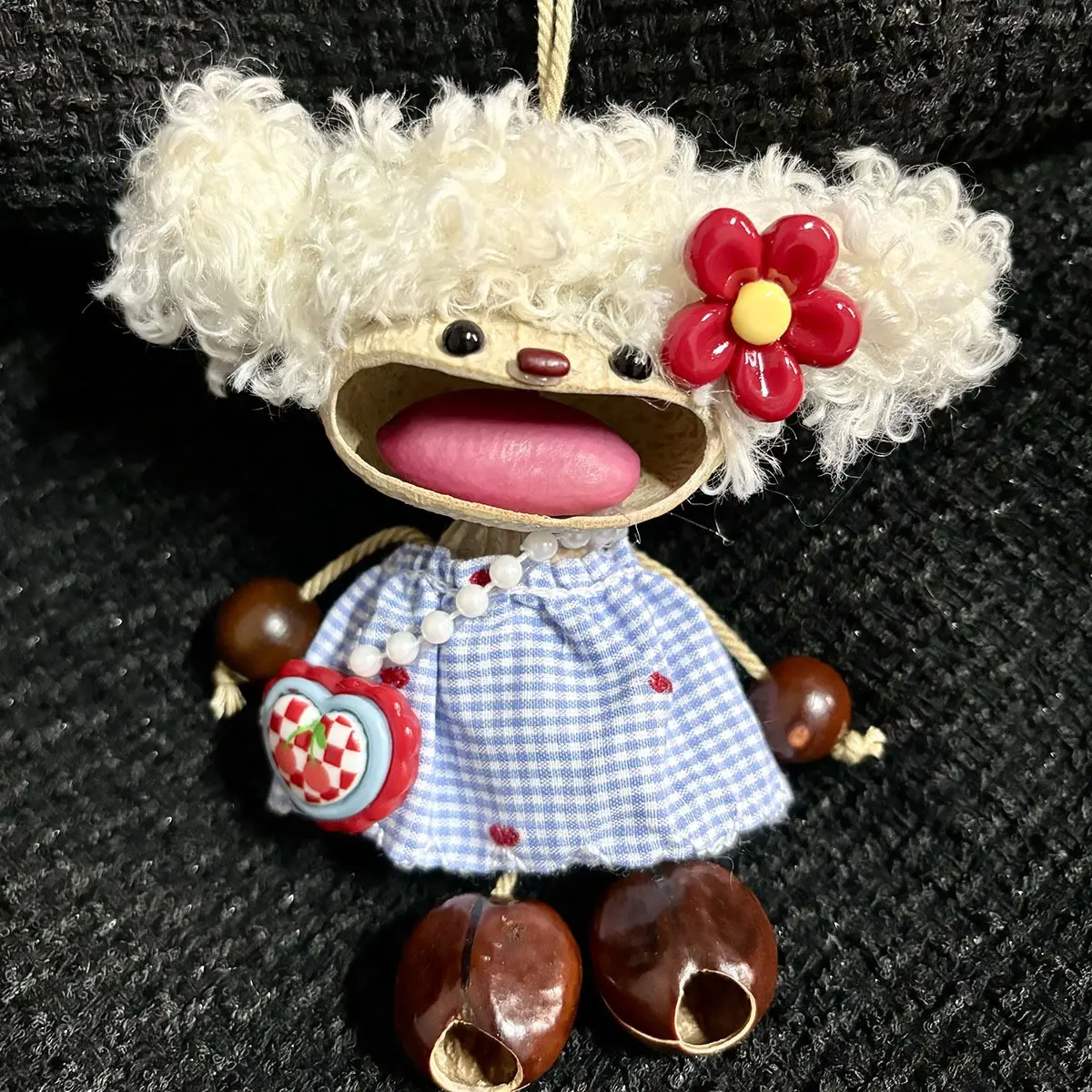 Healing Fruit Shell Bell Pendant, Indonesian Fruit Shell Doll, Hand-Ringed Stress Relief Sound Therapy, Unique Wind Chime Accessory, Decoration Ornaments