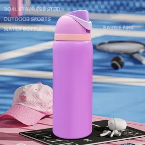 OW(Barbie Pink) Insulated Stainless Steel Water Bottle with Straw for Sports and Travel,Sports Water Bottle, 32-0Z/945ml, convenient for carrying out, very suitable for outdoor sports, cycling, travel, Hiking and the gym use- Drinkware Bottled Portable