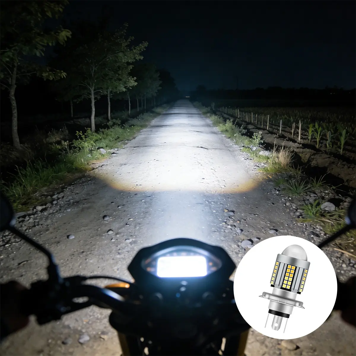 Upgrade Ultra Bright LED Motorcycle Headlight Bulb, H4/BA20D Dual White Yellow Light Conversion Kit, 12-85V High Low Beam, Waterproof Plug & Play LED Lamp for Motorbike Scooter E-Bike, LED Headlight Bulbs, Motorcycle Led Lights