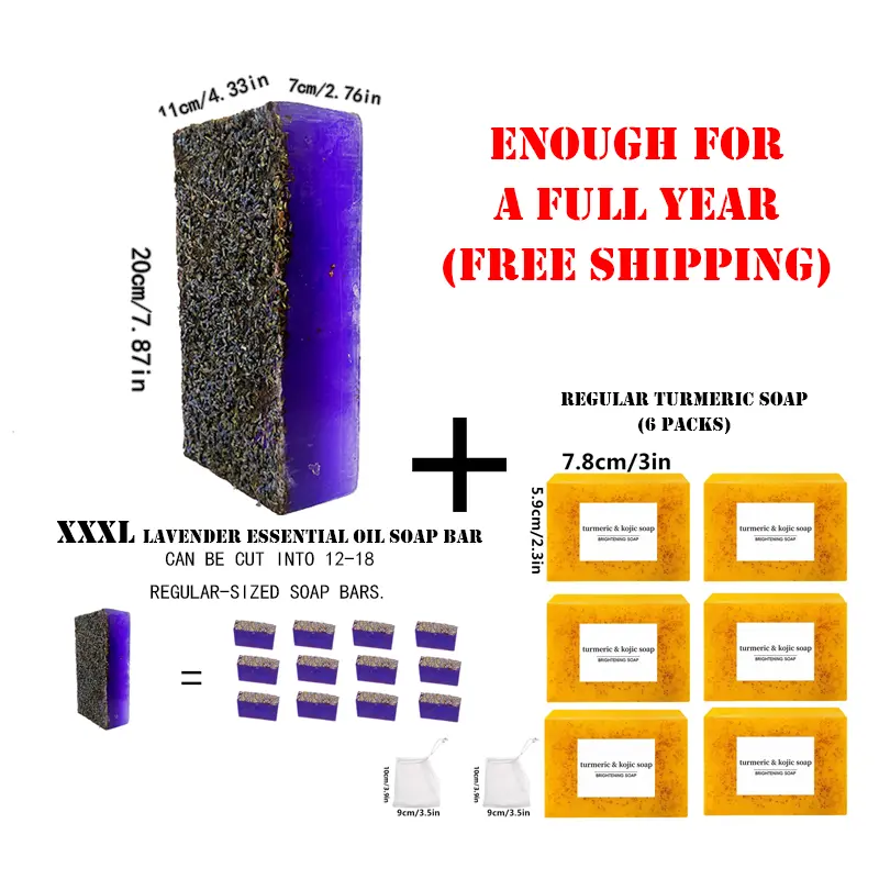 Turmeric Soap Set (6 Bars) + XXXL Lavender Soap