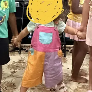 90's Style Toddler Overalls Shorts Babby Boy Girl Suspender Romper Contrast Color Sleeveless Jumpsuit with Adjustble Shoulder Strap