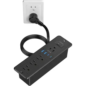 65W USB C Recessed Power Strip, Flush Mount Desktop Recessed Outlet with 4AC & 2 PD GaN USB C & 2 USB-A Ports, Furniture  Drawer Fast  Station for  Office
