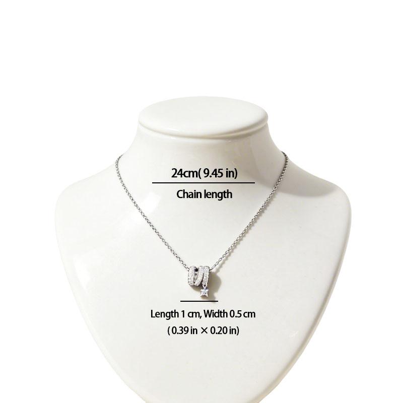 Luxury Silver Plated Cylinder Zircon Necklace - Copper, 24cm Chain, 1cm×0.5cm Pendant, 2.4g/0.08oz - Holiday Gift & Everyday Elegant Accessory