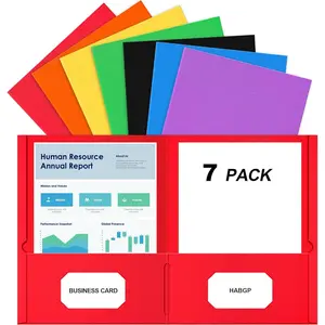 Two Pocket Folders 7 Pack Paper Folders with Pockets Fit 8.5 x 11 Letter Size Paper 7 Assorted Colors File Folders with Business Card Slots for School Office Home Business