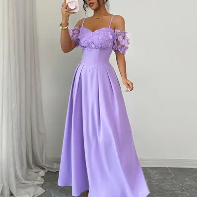 light purple flowy dress Floral Muse Midi Dress Light Pink/Purple / M main image 0