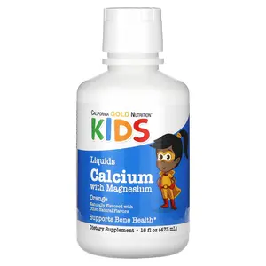 California Gold Nutrition Children's Liquid Calcium with Magnesium, Vitamin D and Zinc, 16 fl oz (473 ml)