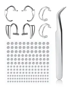 Fake Eyebrow Ring Fake Medusa Piercing Fake Lip Rings Non-Piercing Adhesive Fake Nose Stud Stick On Body Jewelry Fake Stud Piercings Fake Skin Piercing Faux Pierced Jewelry