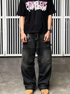 Men's New Fashion Casual Washed Denim Long Pants, Street Style Jeans, Versatile Fit, Perfect for Daily Wear & Outdoor Activities, Denim Streetwear