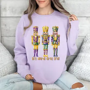 Mardi Gras Nutcracker Sweatshirt Gildan Heavy Blend Cotton/Poly Fleece Womenswear Graphic Apparel