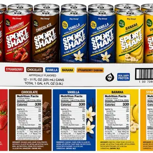 Port Shake Protein Drink 24-Pack - 11oz Cans, Milk-Based Sport Beverage with Vitamins, Healthy Drink for Energy Boost (Strawberry, Chocolate, Strawberry Banana Flavors)