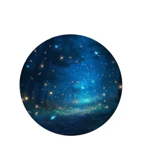 A Round Mouse Pad Made of Synthetic Faux Leather Featuring a Dreamy Forest Night Scene, Ideal for Esports And Gaming, Perfect for Office Desks, Portable And Easy to Clean, a Great Small Gift for Friends' Parties And Birthdays Size 20X20cm