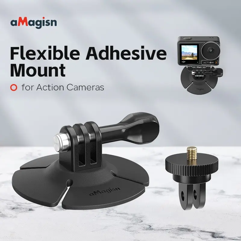 Flexible Adhesive Helmet Mount, Camera Accessory for GoPro Hero Series, Action Camera, DJI Osmo Action 6/5Pro/4/3/360/Pocket 3/Nano or Insta360 X5/4/3/2/AcePro2/1/Go 3/3S, Perfect for Holiday Travel and Outdoor Sports, Wide Compatibility, Ideal Gift