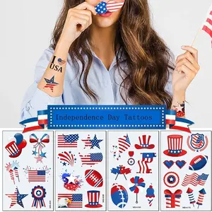 American Flag Tattoos 4th of July Independence Day Temporary Tattoo Stickers Patriotic Favors Body Art Decorations 20 Sheets