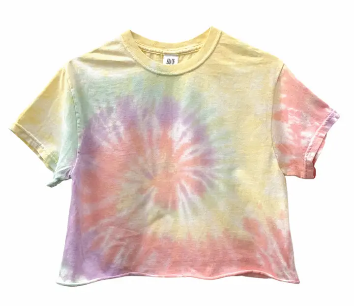 Pastel Tie-Dye Short Sleeve Unisex Cropped Tee, Hand Dyed - Color Options Available