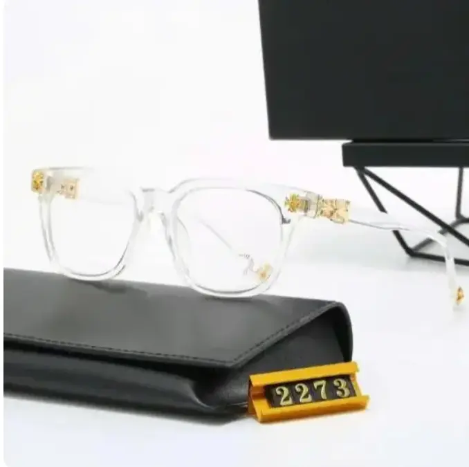 Chrome Hearts Square Non-Prescription Anti-Blue Light Glasses - Metal Frame, Flat Lens Fashion Eyewear for Men & Women