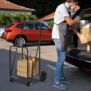 YITAMOTOR 88/176/220/484bls Folding Shopping Cart with Wheels, Rolling Foldable Grocery Cart for Seniors, Portable Collapsible Utility Cart for Shopping Groceries Laundry Storage Organizer