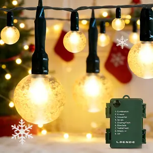 LOENDE Battery Operated Globe String Lights, Crystal Globe String Lights 16ft 30 LED 8 Modes Waterproof String Lights with Timer for Backyard Garden Balcony Pergola Wedding Party Decor(Warm White) luces navideñas