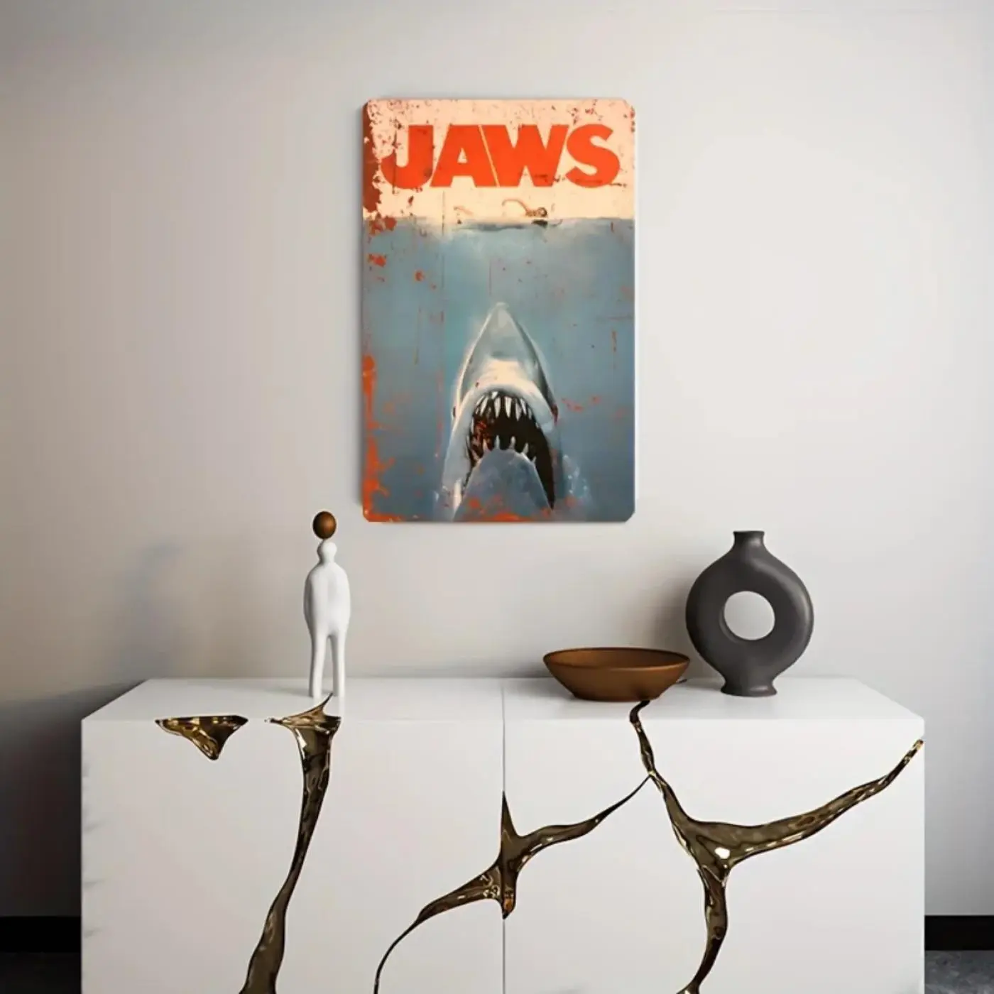Exquisite Jaws Movie - Inspired Solid Iron Metal Wall Decor. Pre - Drilled for Easy Hanging, Ideal Statement Piece for Living Room Aesthetics, Home Wall Art Decoration Items