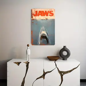 Exquisite Jaws Movie - Inspired Solid Iron Metal Wall Decor. Pre - Drilled for Easy Hanging, Ideal Statement Piece for Living Room Aesthetics.