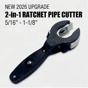 2026 Upgraded Ratcheting Tubing Cutter, 2-in-1 Compact Plumbing Pipe Cutter, Fits Copper & PVC Pipes 5/16" to 1-1/8"