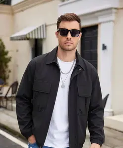 Spring/Summer 2026 Men’s Jacket for Young Adults — 3D cutout design, heavyweight workwear shirt style, solid color, casual fashion outerwear, plus sizes, dopamine aesthetic, sun and wind protection, model 7505