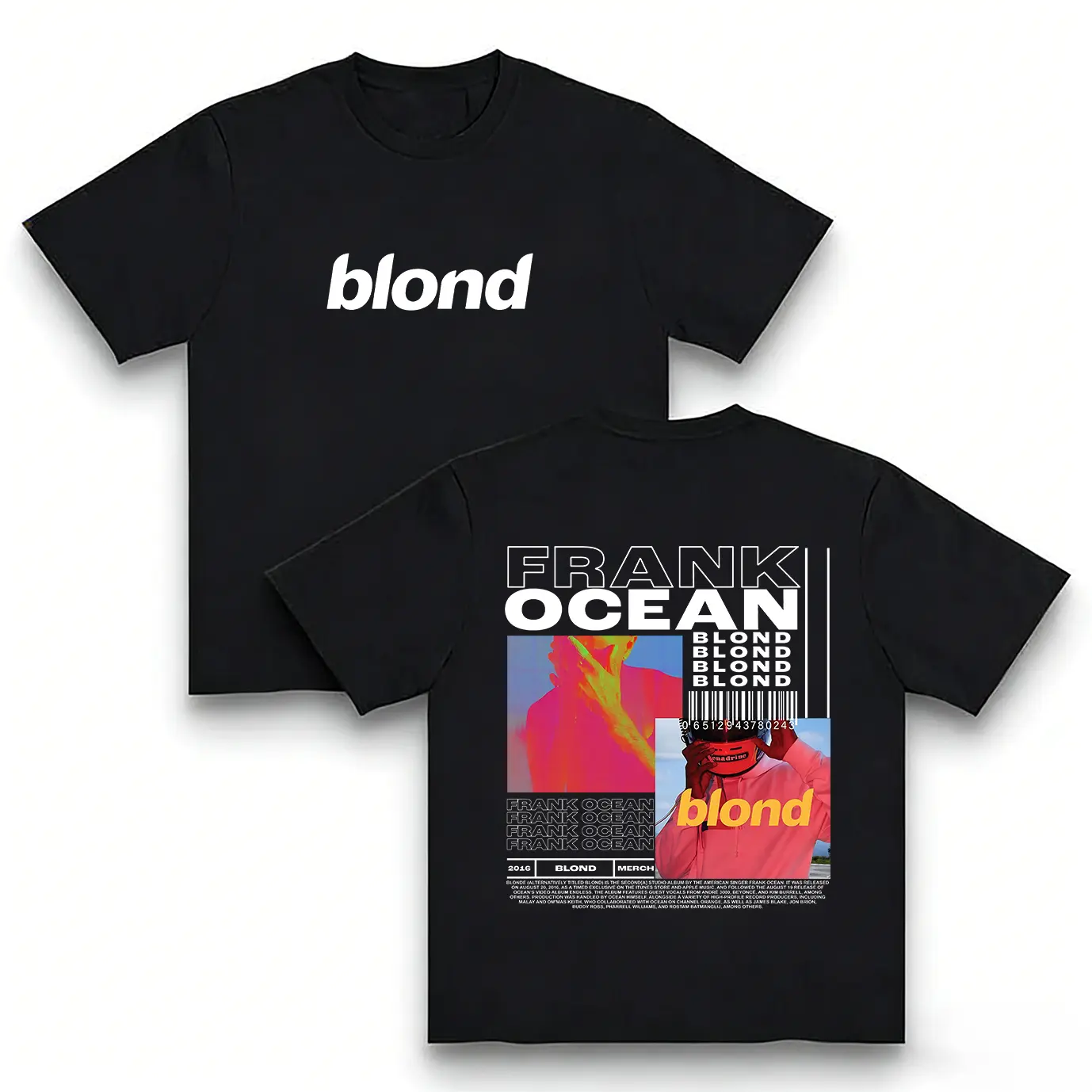 Unisex Frank Ocean Blond Album Graphic T-Shirt - 90s Vintage Hip Hop Rap, Oversized Short-Sleeve Round Neck Cotton Chic Classic Fashion Casual Menswear Top for Men Women, Streetwear, All Seasons Clothe