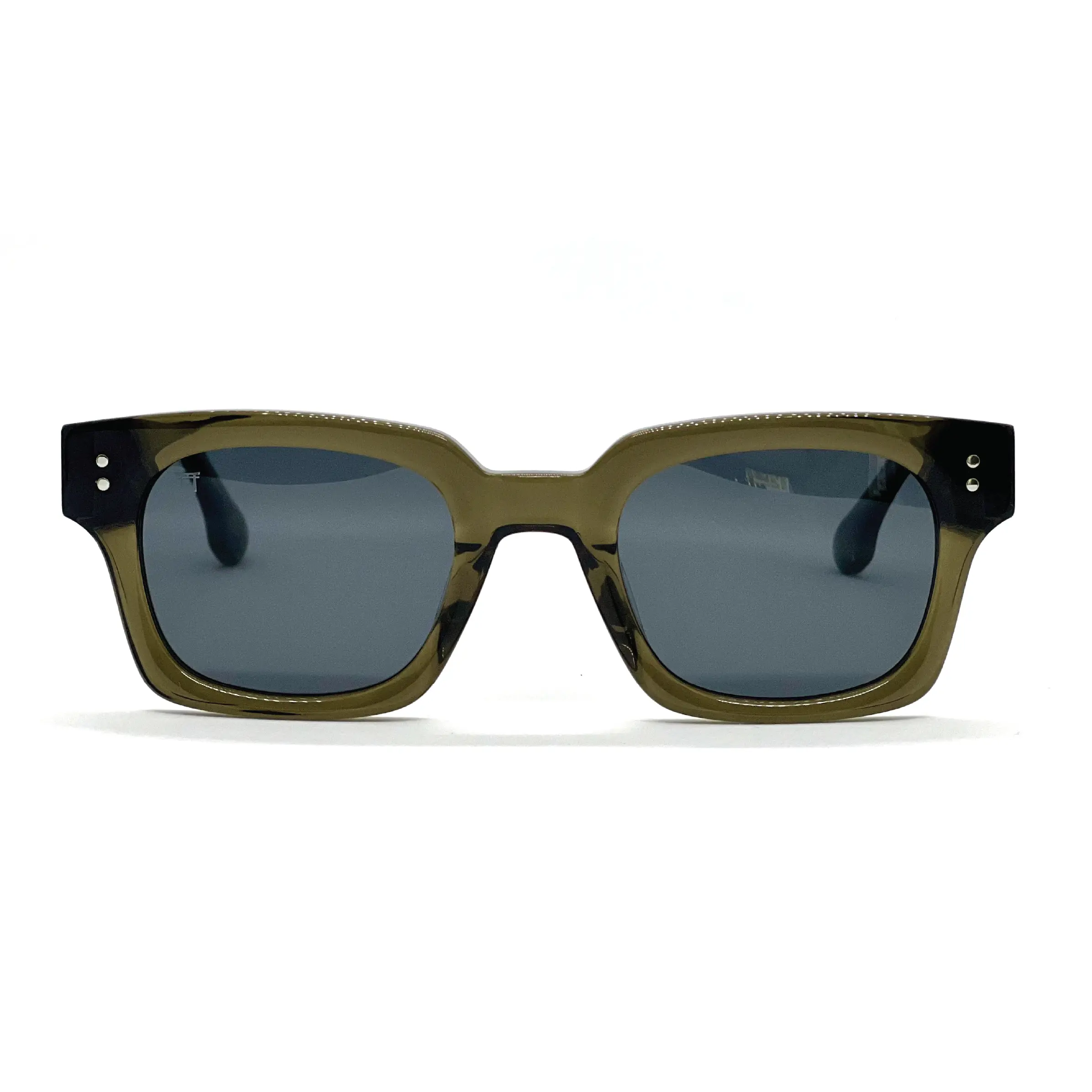 Kaimana Sunglasses - Crystal Seaweed Italian Eco Acetate Frame & Ebony Wood Stems 49-23-145 RX Polarized Grey Lenses