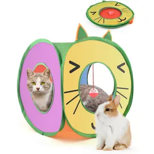 Pop-up cat cube, foldable cat hideaway playhouse, tent with 3 cat holes, suitable for indoor and outdoor kittens, cats, puppies, and rabbits as a hideaway bed toy