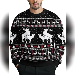 [HOT UGLY] Funny Reindeer Christmas Sweater, Adult Humor Ugly Xmas Sweater, Naughty Holiday Knit, Gag Gift for Men