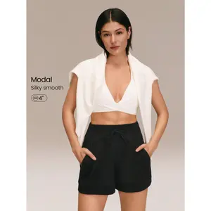 GLOWMODE 4.0'' SoftSerene Modal Easy Does It Soft Silky-Smooth Breathable Relaxed Fit Adjustable Drawstring Waist High Waist Side Pockets Shorts Daily Casual Wear